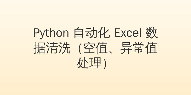 Python 自动化 Excel 数据清洗（空值、异常值处理）